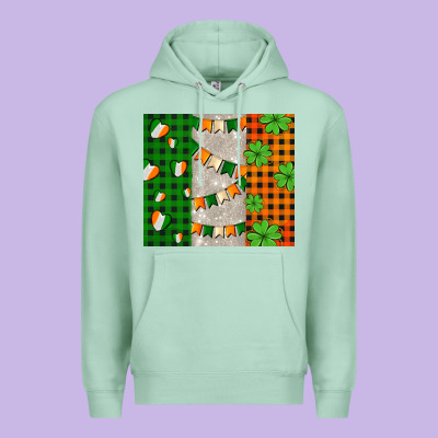 Irish Flag With Shamrocks And Heart Premium Hoodie Designed By Adodesignshop