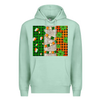 Seafoam irish flag with shamrocks and heart Premium Hoodie - AdoDesignShop