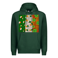 Sports Green irish flag with shamrocks and heart Premium Hoodie - AdoDesignShop