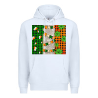 White irish flag with shamrocks and heart Premium Hoodie - AdoDesignShop