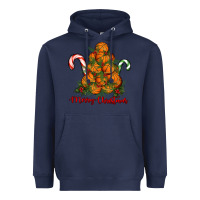 Navy Merry Christmas Basketball Heavyweight Hoodie - RanaPortraitStore