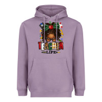 Lavender teacher life afro locs messy bun Heavyweight Hoodie - texasbilliewilder