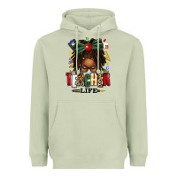 Matcha teacher life afro locs messy bun Heavyweight Hoodie - texasbilliewilder