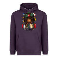 Plum teacher life afro locs messy bun Heavyweight Hoodie - texasbilliewilder