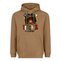 Toasted Coconut teacher life afro locs messy bun Heavyweight Hoodie - texasbilliewilder