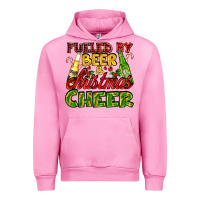 Fuchsia Pink fueled by beer and christmas cheer with beer bottles Urban Hoodie - AdoDesignShop