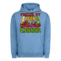 Pigment Pebble Blue fueled by beer and christmas cheer with beer bottles Urban Hoodie - AdoDesignShop