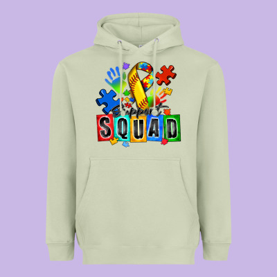 Softball Support Squad Autism Heavyweight Hoodie Designed By Zillion Design Studio