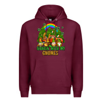 Burgundy hangin with my gnomes with rainbow Premium Hoodie - AdoDesignShop