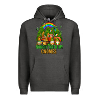 Charcoal Heather hangin with my gnomes with rainbow Premium Hoodie - AdoDesignShop