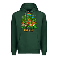 Sports Green hangin with my gnomes with rainbow Premium Hoodie - AdoDesignShop