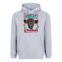 Heather Grey Merry Christmas Calf Heavyweight Hoodie - RanaPortraitStore