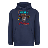 Navy Merry Christmas Calf Heavyweight Hoodie - RanaPortraitStore