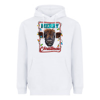 White Merry Christmas Calf Heavyweight Hoodie - RanaPortraitStore