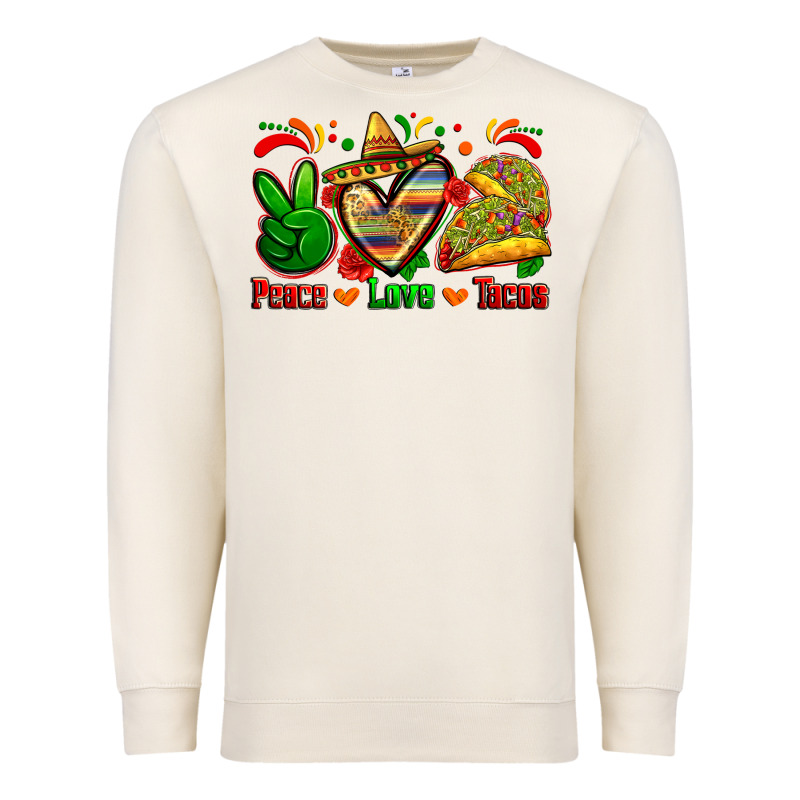 Peace Love Tacos Premium Sweatshirt by Zillion Design Studio | Teevron