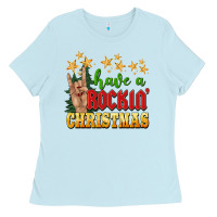 Baby Blue have a rockin christmas Ladies Tee - BarkalooDesign