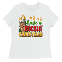 White have a rockin christmas Ladies Tee - BarkalooDesign