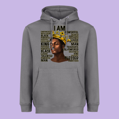 Heavyweight Hoodie afro man black king i am
