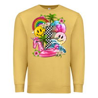 Antique Gold summer smile face and beach vibes with rainbow tbw Premium Sweatshirt - texasbilliewilder