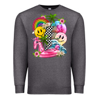 Charcoal Heather summer smile face and beach vibes with rainbow tbw Premium Sweatshirt - texasbilliewilder