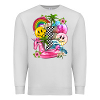 Dove Grey summer smile face and beach vibes with rainbow tbw Premium Sweatshirt - texasbilliewilder