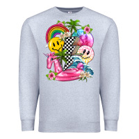 Heather Grey summer smile face and beach vibes with rainbow tbw Premium Sweatshirt - texasbilliewilder