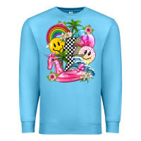 Ocean Blue summer smile face and beach vibes with rainbow tbw Premium Sweatshirt - texasbilliewilder