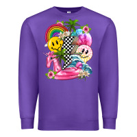 Purple summer smile face and beach vibes with rainbow tbw Premium Sweatshirt - texasbilliewilder