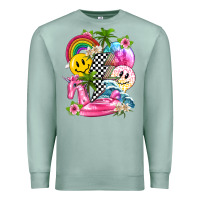 Seafoam summer smile face and beach vibes with rainbow tbw Premium Sweatshirt - texasbilliewilder
