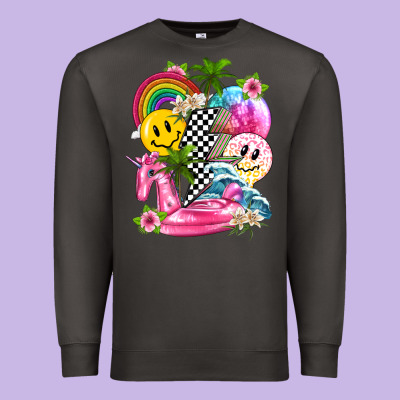 Summer Smile Face And Beach Vibes With Rainbow Tbw Premium Sweatshirt Designed By Texasbilliewilder