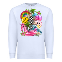 White summer smile face and beach vibes with rainbow tbw Premium Sweatshirt - texasbilliewilder