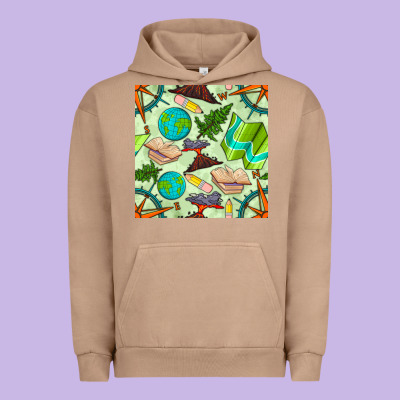 Geography Class Seamless Pattern Urban Hoodie Designed By Bundleandbundleshop