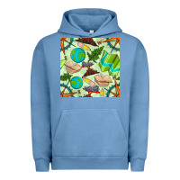 Pigment Pebble Blue geography class seamless pattern Urban Hoodie - BundleAndBundleShop