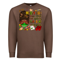 Chestnut messy bun face mask & getting stuff done  #nurselife Premium Sweatshirt - Zillion Design Studio