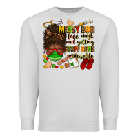 Dove Grey messy bun face mask & getting stuff done  #nurselife Premium Sweatshirt - Zillion Design Studio