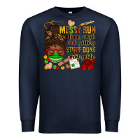 Navy messy bun face mask & getting stuff done  #nurselife Premium Sweatshirt - Zillion Design Studio