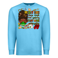 Ocean Blue messy bun face mask & getting stuff done  #nurselife Premium Sweatshirt - Zillion Design Studio