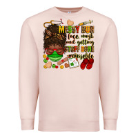 Pale Pink messy bun face mask & getting stuff done  #nurselife Premium Sweatshirt - Zillion Design Studio