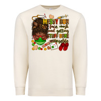 Sandshell messy bun face mask & getting stuff done  #nurselife Premium Sweatshirt - Zillion Design Studio