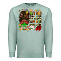 Seafoam messy bun face mask & getting stuff done  #nurselife Premium Sweatshirt - Zillion Design Studio