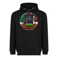 Black Black Angus Cattle Merry Christmas Heavyweight Hoodie - RanaPortraitStore