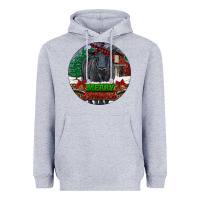 Heather Grey Black Angus Cattle Merry Christmas Heavyweight Hoodie - RanaPortraitStore