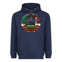 Navy Black Angus Cattle Merry Christmas Heavyweight Hoodie - RanaPortraitStore