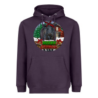 Plum Black Angus Cattle Merry Christmas Heavyweight Hoodie - RanaPortraitStore