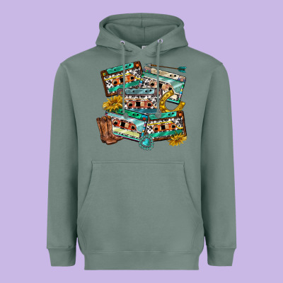 Heavyweight Hoodie 90s country casette tapes