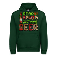 Forest Green dear santa just bring a beer with a beer bottle Urban Hoodie - AdoDesignShop