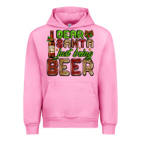 Fuchsia Pink dear santa just bring a beer with a beer bottle Urban Hoodie - AdoDesignShop