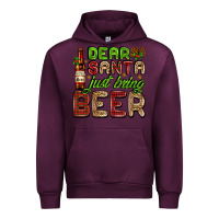 Mauve Wine dear santa just bring a beer with a beer bottle Urban Hoodie - AdoDesignShop