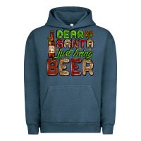 Pigment Midnight Navy dear santa just bring a beer with a beer bottle Urban Hoodie - AdoDesignShop