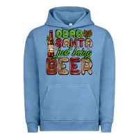 Pigment Pebble Blue dear santa just bring a beer with a beer bottle Urban Hoodie - AdoDesignShop